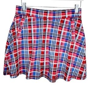 T by Talbots Petites Women’s Red White Blue Plaid Golf Tennis Skirt USA Sz MP